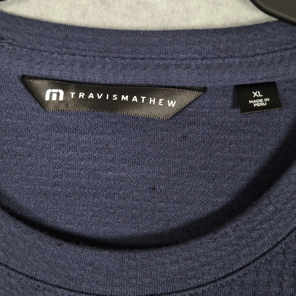 Travis Mathew Mens XL Cloud Waffle Crew Shirt Navy Mood Indigo Long Sleeve - Picture 4 of 7